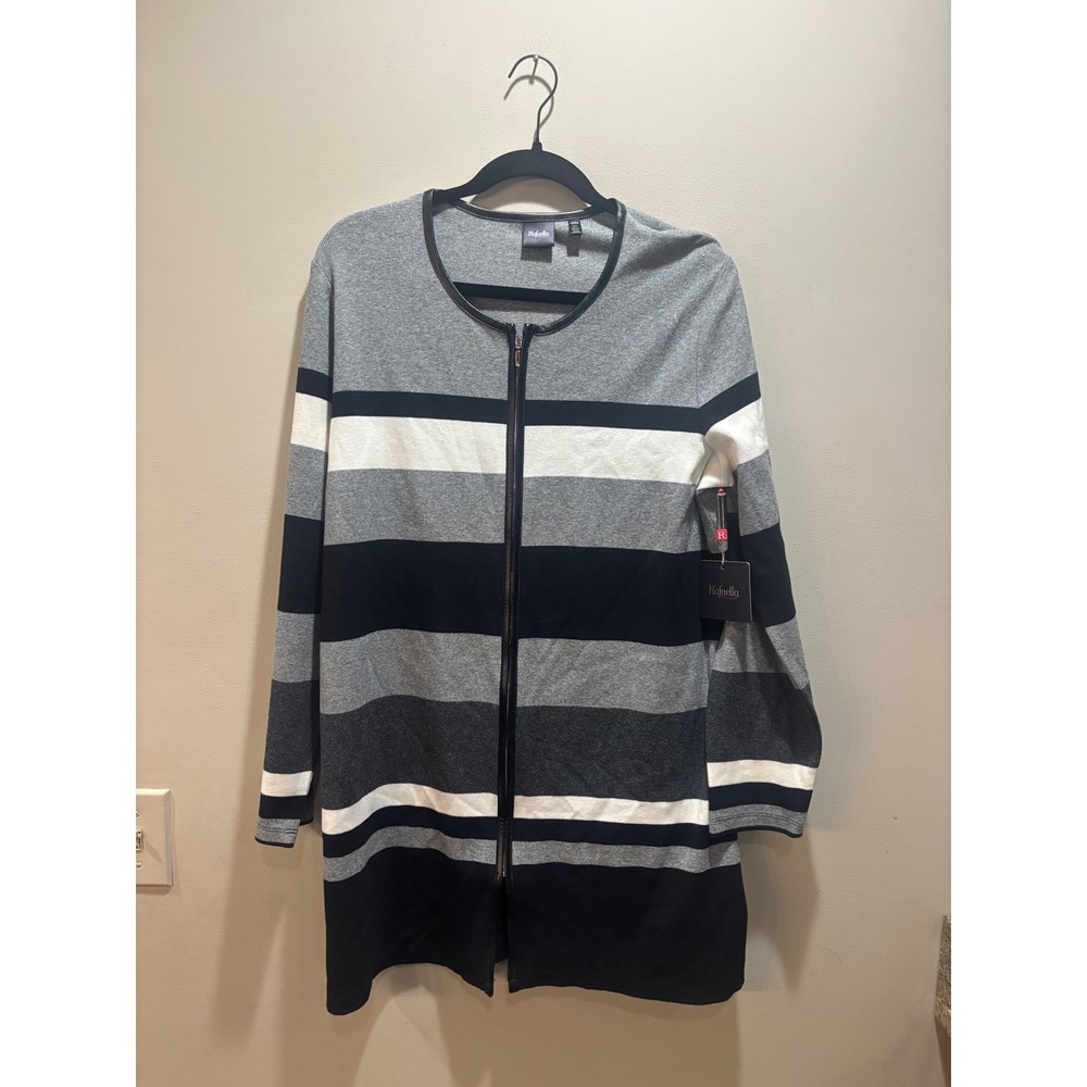 NWT Rafaella Women's Duster Cardigan Size LP Open Front Sweater Ribbed Knit Grey
